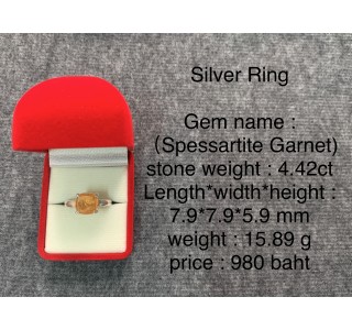 石榴石银戒指